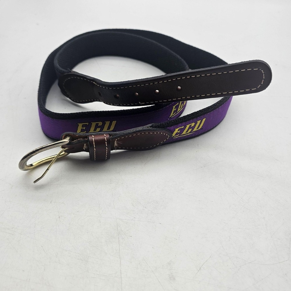 East Carolina Pirates Belt Mens 42 Purple NCAA Football ECU Solid Brass - Picture 2 of 7